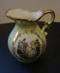 Japanese Yellow Gold Lusterware Jug/Vase - Fragonard Scene 1960s