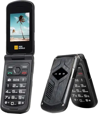 AGM M10 Téléphone à rabat basique robuste, fonction 4G, téléphones portables simples, étanche et rés...