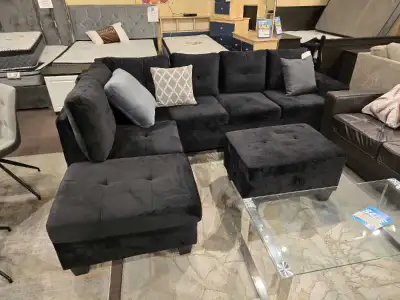 Brand New Black Sectional Sofa With Ottoman , View more