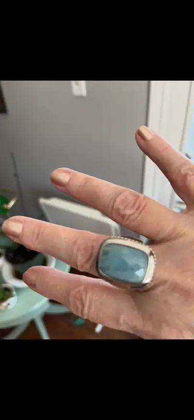Sterling silver and aventurine ring, size 10, $50, View more