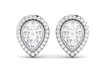5 Carat Pear Excellent Cut Halo Stud Earrings In 14k White Gold