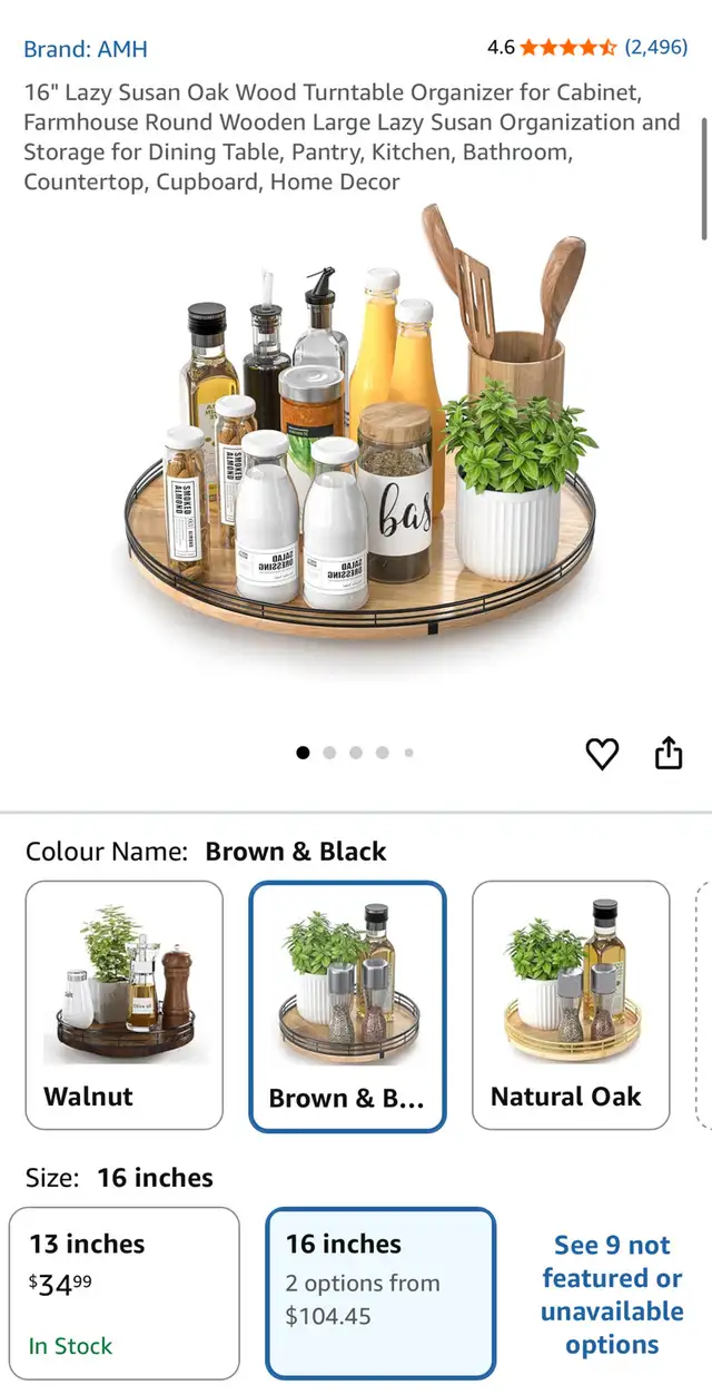 16" Lazy Susan Oak Wood Turntable in Home Décor & Accents in Hamilton - Image 3