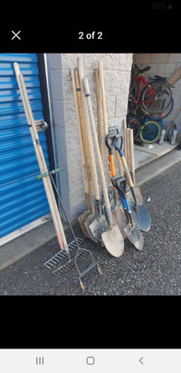 Shovels and rake