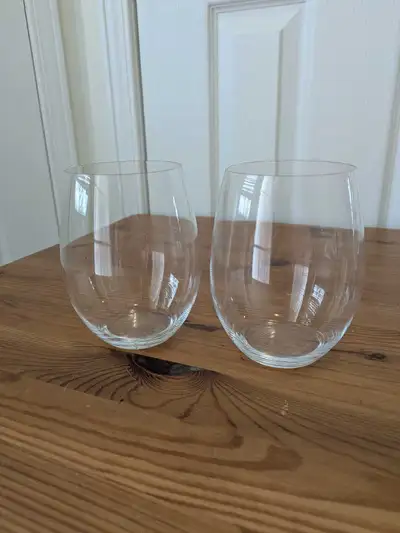 Pair of jeceisi stemless wine glasses, View more