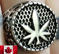 Stainless Steel Pot Leaf Ring - Size 10