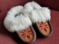 Beaded Brown Leather Moccasins