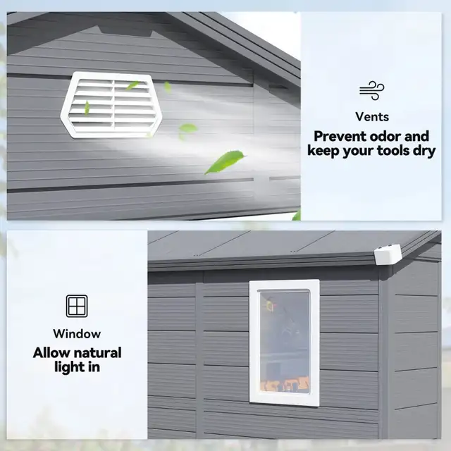 8' x 6' Plastic Garden Storage Shed with Latch Door, Vents, Slop in Outdoor Tools & Storage in Markham / York Region - Image 6