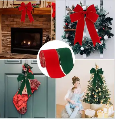 New Signature Christmas Wired Edge Ribbons 2 Rolls (Red & Green), View more