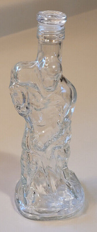 Vintage Hockey Player Shaped Glass Bottle Decanter