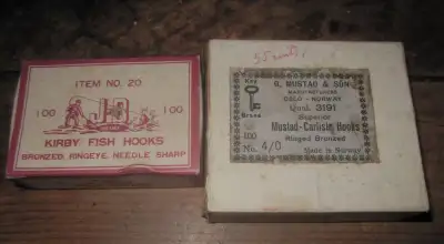 Vintage Fish Hooks Mustad 4/0 Norway, Kirby #20 Japan in Boxes, View more