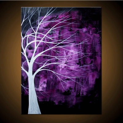 Northern Lights 32"x24" Original Art Hand-Painted Tree Painting, View more