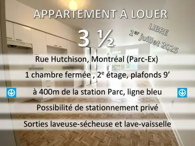 3 ½ à louer – Rue Hutchison, Parc-Extension (H3N 1Y6)