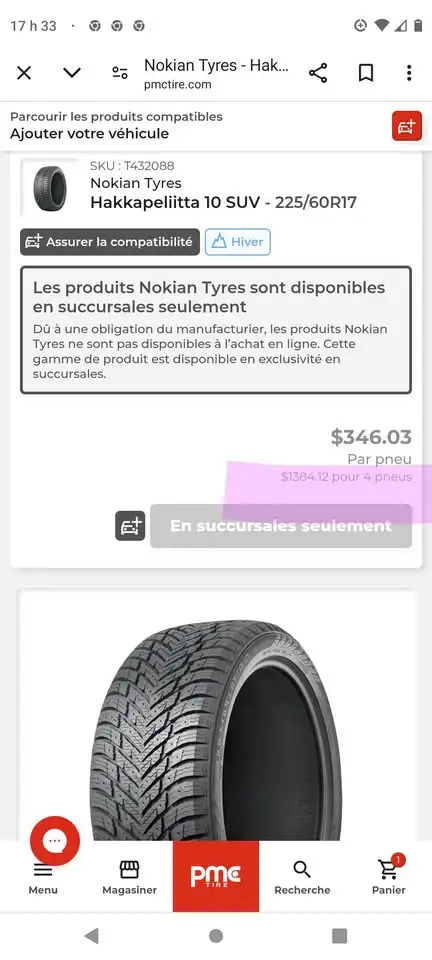 4 pneus hiver Nokian Hakkapeliitta10 225-60R17 comme neuf in Other in Laval / North Shore - Image 11