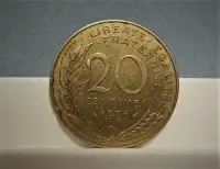 1976 Circulated France 20 Centimes coin