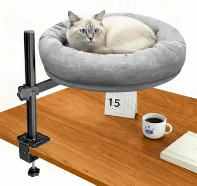 Cat Desk Bed with 360° Rotation & Adjustable Height, Perch w Cus, View more
