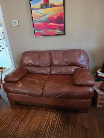 Leather couch/ loveseat, View more
