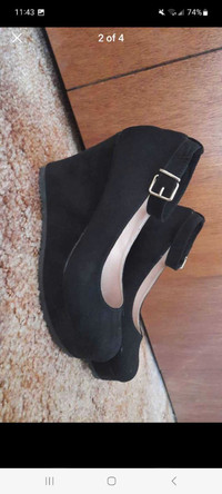Suede Ankle Strap Wedges