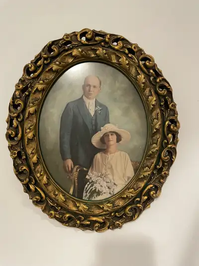 Capture a piece of history with this antique framed photograph, showcasing a beautifully aged portra...