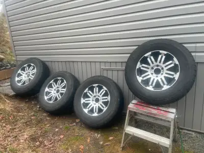 18inch vision rims with 10 ply tires center caps and lug nuts the rims are not perfect they will nee...