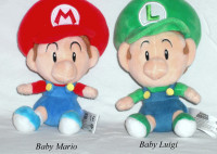 Baby Mario red, Baby Luigi Green, plush soft 6” unisex