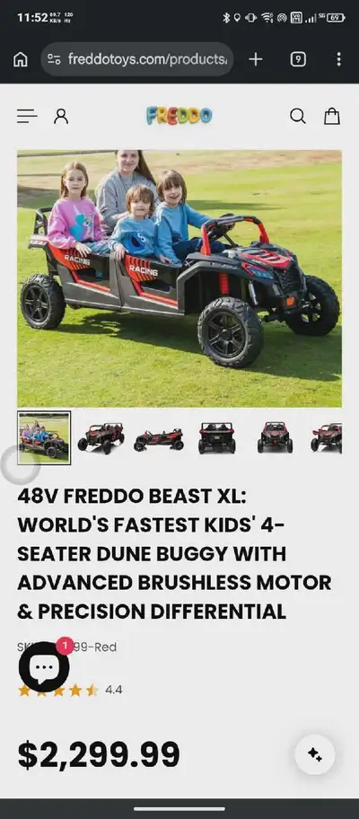48v Freeddo beast xl 4seaters kids cars. Purchase 3wks ago still like brand new few times use only j...