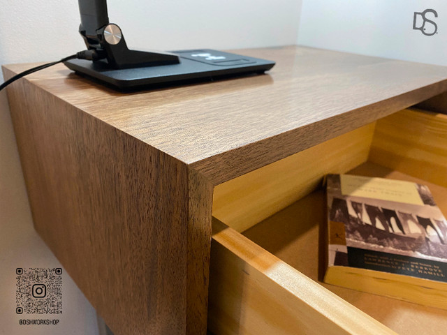 Floating Black Walnut Nightstands with Live Edge Maple Drawer in Other Tables in Brantford - Image 3