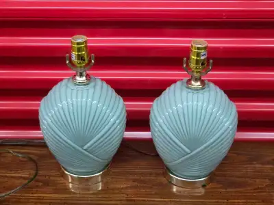 Vintage Pastel Blue Shell Lamps, View more