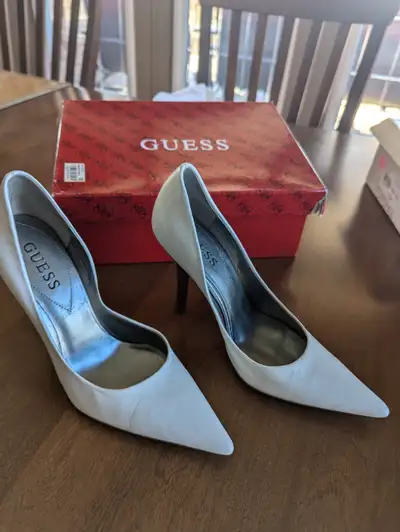 Guess women's high heels. White leather. Size 6 . New, worn once, View more