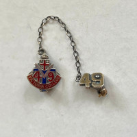 Vintage Sterling Silver and Enamel Pin f. Victoria College UofT