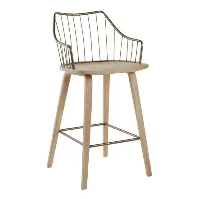 Counter Stool in White Washed Wood and Antique Copper 37" in Chairs & Recliners in City of Toronto - Image 2
