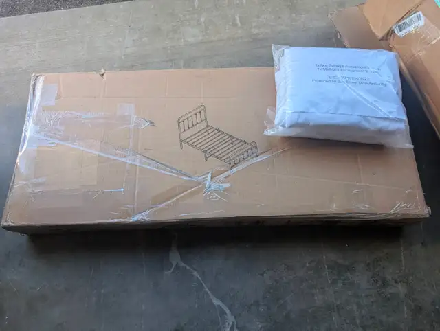 NEW - Twin bed metal frame, mattress, mattress cover in Beds & Mattresses in Kitchener / Waterloo - Image 4