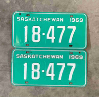 1969 Saskatchewan License Plates (extra hole in each plate))