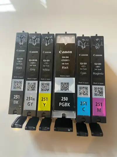 6 Canon Cartridges 250/251 for MG7100 series, View more