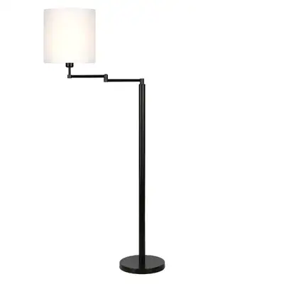Henn&Hart 23″ Blackened Bronze Metal/Fabric Floor Lamp, View more