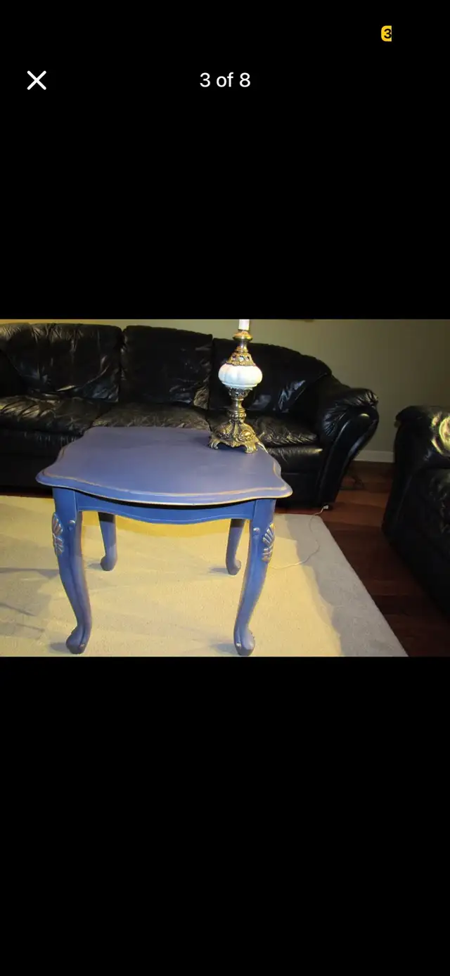 One of a kind Blue Accent Table with Ornate Legs in Other Tables in Markham / York Region - Image 3