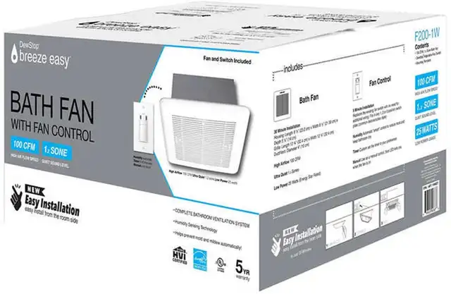 Bathroom Ventilation Fan with Adjustable Fan Control, 100 CFM, E in Indoor Lighting & Fans in Kitchener / Waterloo - Image 2