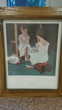 Wooden Framed Print- "Girl at the Mirror"
