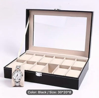 12 Slot PU Leather Watch Storage Box, Men's And Women's Jewelry 
