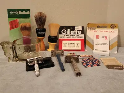 Selection of vintage  shaving accessories - priced separately, View more