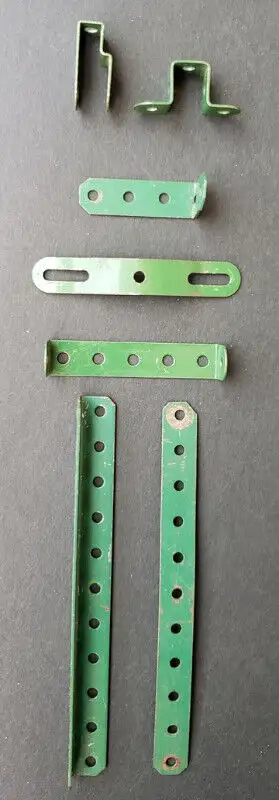 50 vintage 1950s original Meccano parts * green & zinc-finished metal * made in England Photo 1 (top...