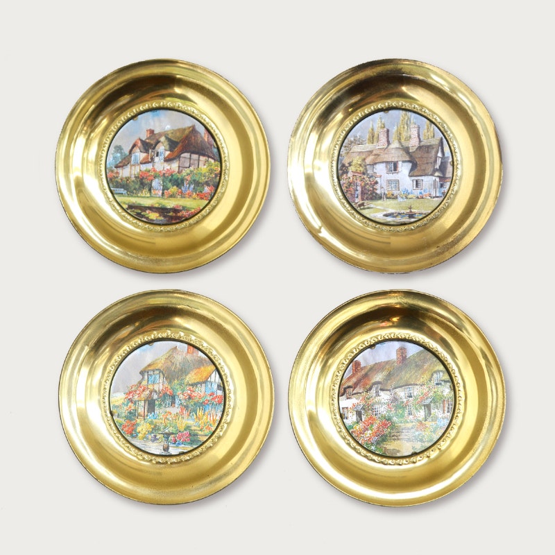 Vintage Round Brass Picture Frame Plates Made in England 1960s Arts & Collectibles Calgary