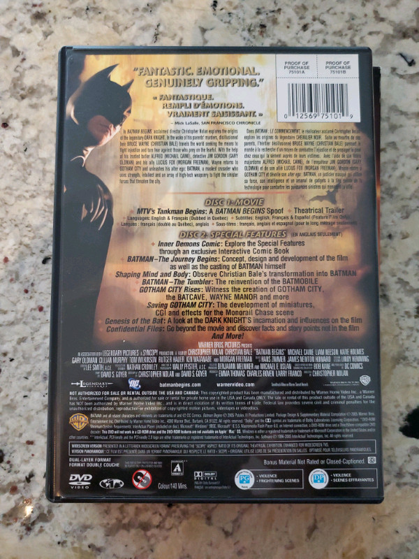 Batman Begins 2 DVD Deluxe Edition w/ 72 Page Comic Book in CDs, DVDs & Blu-ray in Mississauga / Peel Region - Image 2