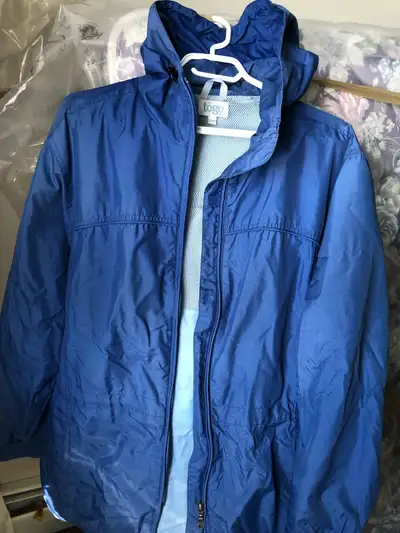 (Medium) Women’s Hooded Lined Zippered Blue Jacket (Needs a few, View more