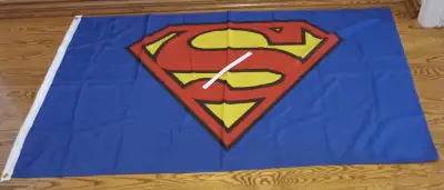 SUPERMAN FABRIC FLAG 34 1/2 X 59  1/2 INCHES  LARGE ONE!!, View more