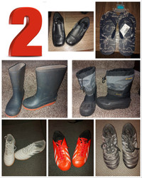Boys sz 2 shoes, sandals, winter & rain boots and soccer cleats