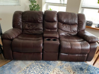 Italian leather sofa & chair 