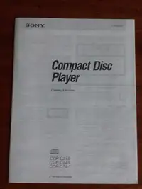 Sony Compact Disc Player Manual