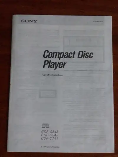 Manual for Sony CD player models CDP-C345 CDP-C245 CDP-C741