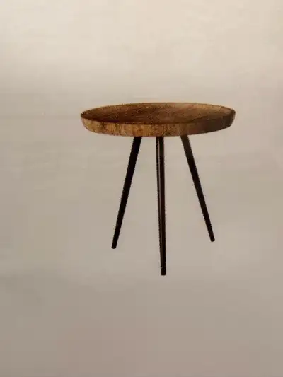 New in Box MCM Tone Wood Side Table - New, View more