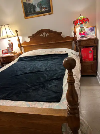 High quality Bedroom furniture solid wood queen bed night table , View more